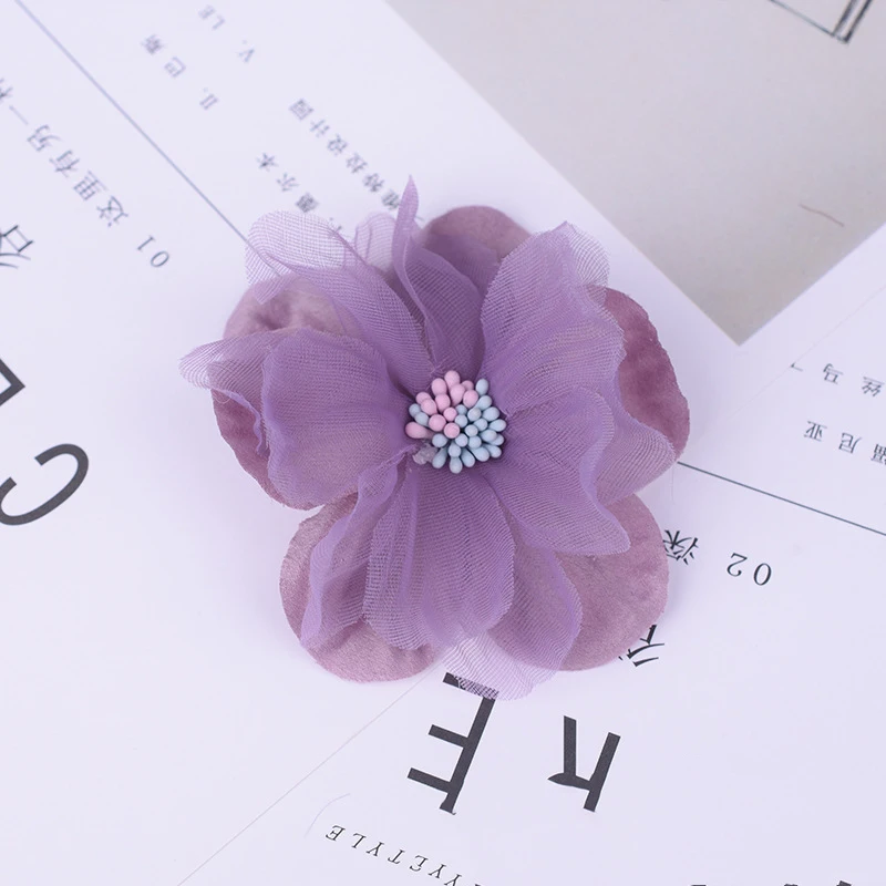 10PCS 8Colors Mini Chiffon Fabric Flower For Wedding Invitation Artificial Flowers For Dress Decoration
