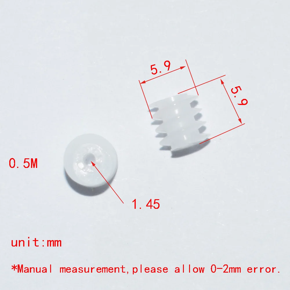 100 sztuk 1.5x6mm silnik plastikowe przekładnia ślimakowa 0.5M dron rc samochodów samolot robot dziecięce zabawki dla chłopców diy akcesoria dla dzieci GPW61.5A