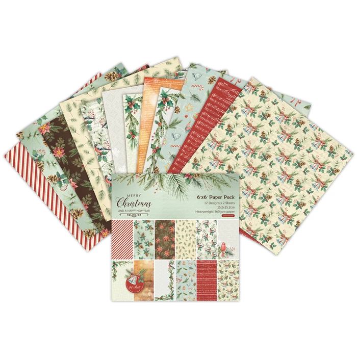 Merry Christmas Scrapbooking paper pack of 24 sheets handmade craft paper craft Background pad  52