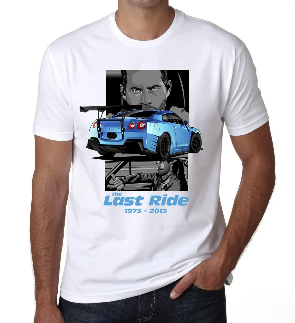 2019 Hot Sale Super Fashion Paul Walker Last Ride Mens T Shirt Blue Car 1973 - 2013 White Cool Short Sleeve Men T Shirt