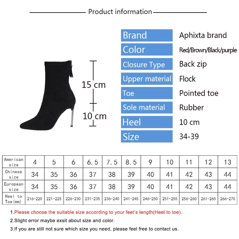 Aphixta Stiletto Boots Women Shoes Zip Stretch Fabric Female Botas Pointed Toe Mid-Calf Socks Thin High Heel Elastic High Boots