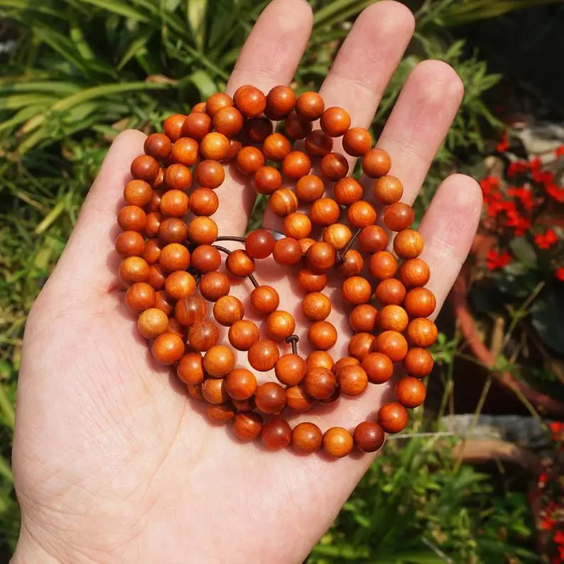 8mm * 108 * Natural Blood Dragon Wood Beads Grade AAA Loose Mala Beads Japa MalaMala Prayer Bracelet or Necklace DIY Accessories