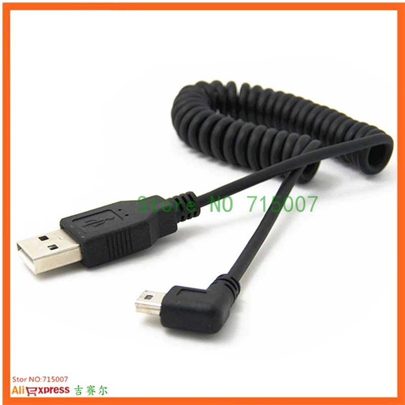 USB 2,0 A штекер для Mini 5 Pin левый Угловой 90 штекер 90 градусов кабель для передачи данных черный шнур