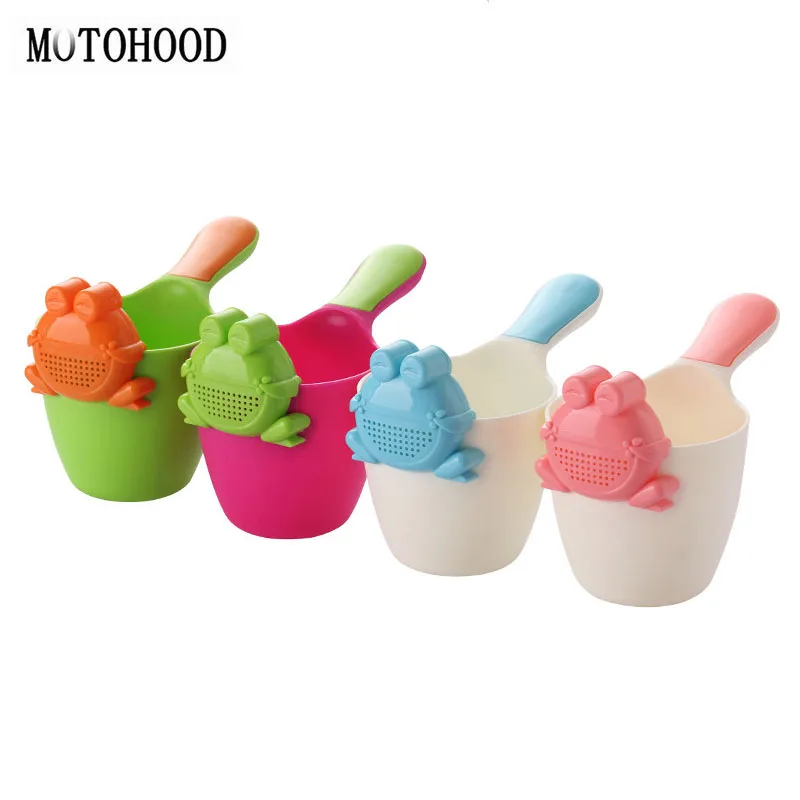 MOTOHOOD Cartoon Baby Bath Caps Baby Shampoo Cup Children Bathing Bailer Baby Shower Spoons Child Washing Hair Cup