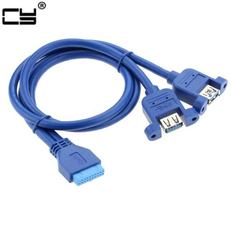 

Double Dual Port USB 3.0 Female Screw Mount Panel Type to Motherboard 20Pin extension adapter 0.3m 0.5m 0.8m Cable