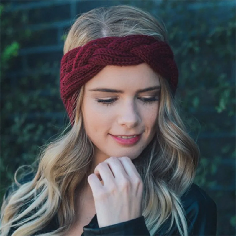 2018 New Women Crochet Knitted Headbands Cross Knot Elastic Hair wraps Bandanas Girls Twisted Hair Accessories