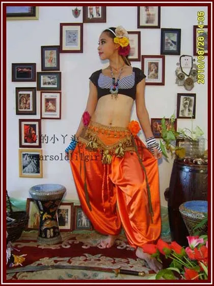 Belly Dance Harem กางเกงซาตินผ้าไหม Tribal Bloomers กางเกง GA07 14