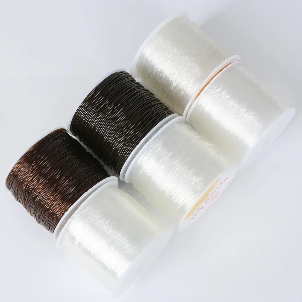 0,5-1,0mm Transparent/Braun Farbe 45-100m/Rolle String DIY Sicken Herstellung Schmuck Stretchy elastische Seil Perlen Schnur DIY Halskette