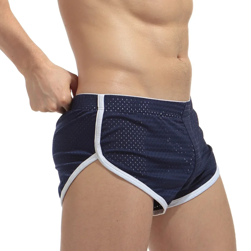 

man's mesh home underwear loot sleep short pants fashion sexy low rise trunk plus big size