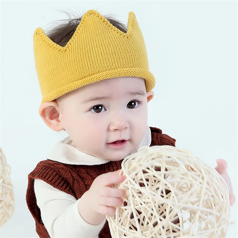 Hot and nice design Woolen Yarn Cute Baby Boys Girls Crown Knit Headband Hathair accessories hat tiaras infantil