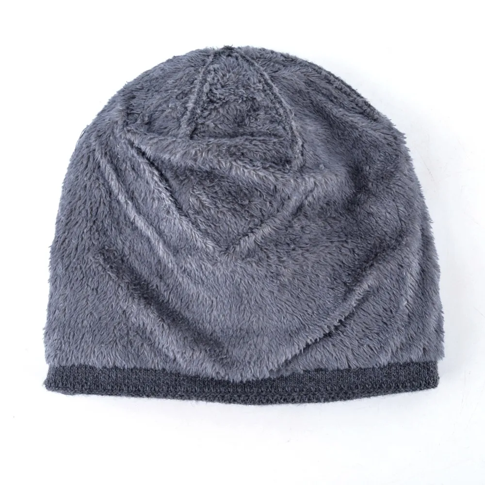 Winter Hat Thick Knitted Skullies Beanies Men Double Layer Keep Warm Knitting Hats For Men Add Velvet Caps Boy Touca