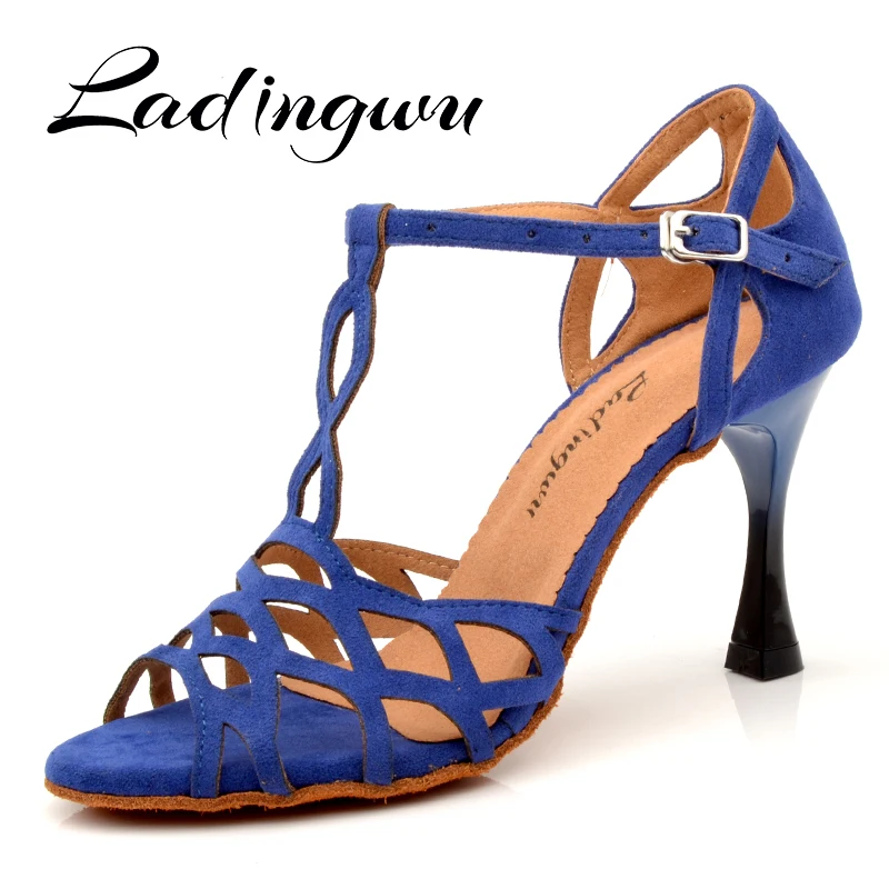 Ladingwu Dance Shoes Women Suede Blue Black Red Salsa Dance Shoes Tango Ballroom Latin Dance Shoes Ladys Girls High-end custom h