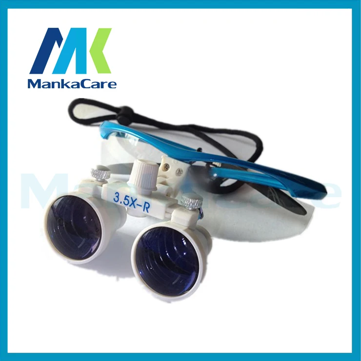 Good Quality 3.5X time Dental Surgical Binocular Loupes Magnifier Glasses 100% original surgical optical glass White and Blue