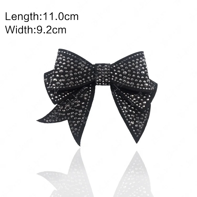 Czarna kokarda Rhinestone ślubne buty weselne akcesoria wysokie sandały na obcasie buty mieszkania DIY instrukcja lśniące ozdoby do butów — zdjęcie 3