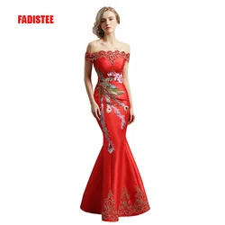 FADISTEE New arrival elegant party dress evening dress Vestido de Festa appliques crystal long style gown