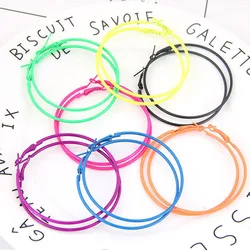 Fahsion Bohemia Big Hoop Earrings For Women 6cm Fluorescent Color Earings Fashion Jewelry Statement Earrings Fashion Jewelry