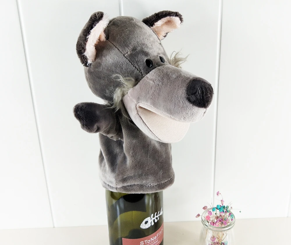 Children Big Grey Wolf Hand Puppet Stuffed Plush Toy