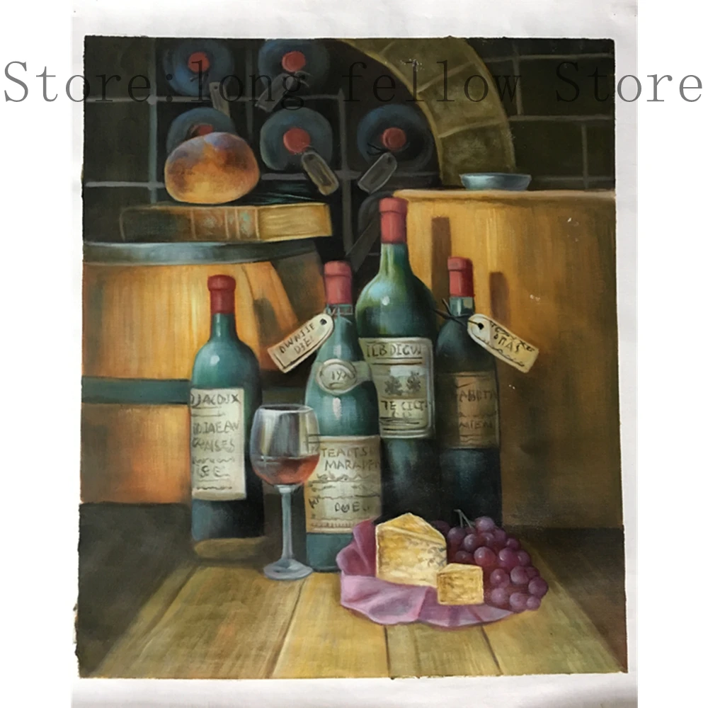 

Still Life 100% Handmade Oil Canvas Painting The Wine Bottles Handpainted Wall Art For Home Decoration Office Best Gift Dropship