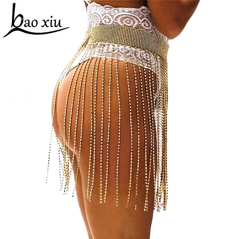 

NEW brand Sexy rhinestone body chain Women party club skirt metal waist chain Fashion fringe tassel crystal belt accessories