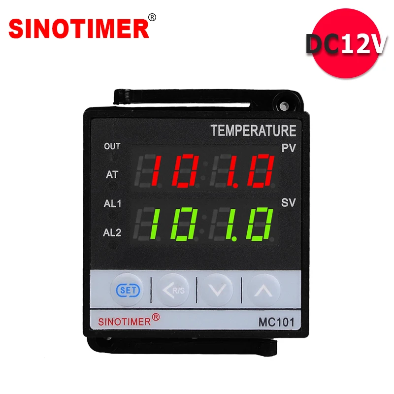 Power Supply 12VDC Input PT100 K Thermocouple Digital PID Temperature Controller SSR Relay Output for Heat with Alarm