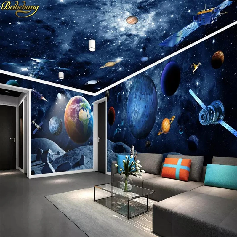 beibehang Custom Mural Wallpaper Modern 3D photo Wall Painting Fashion Living Room Home Decor Cosmic Galaxy Earth Wall Paper