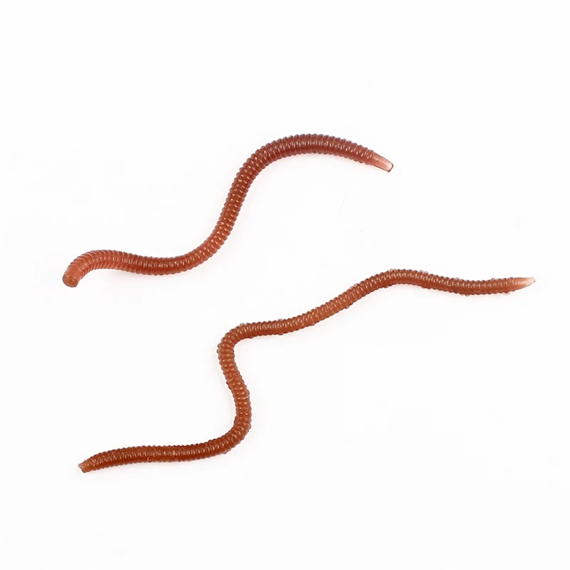 40Pcs Artificial Silicone Earthworm Fishing Lure Long Tail Blood Worm Maggot Soft Bait River Stream Lake Freshwater Worms Baits