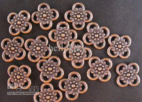 140pcs Antiqued copper 4-spiral-hearts square links 13mm A80C