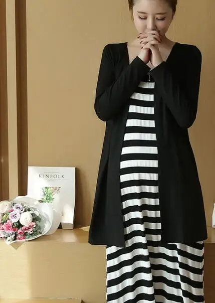 Long sleeves Women Long stripe Dresses Maternity Nursing dresses for Pregnant Women ladies Women\'s Clothing Mother Clothes