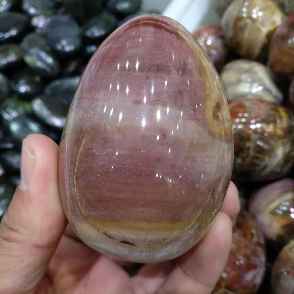 200-300g NATURAL PETRIFIED WOOD STONE HAND CARVED EGG