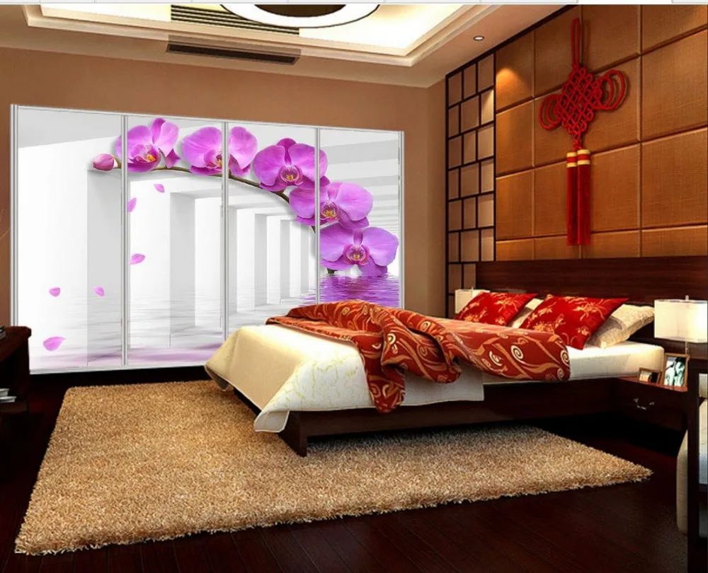 

3D stereoscopic creative backdrop Phalaenopsis 3d flower wallpaper Home Decor Living Room Wall Covering