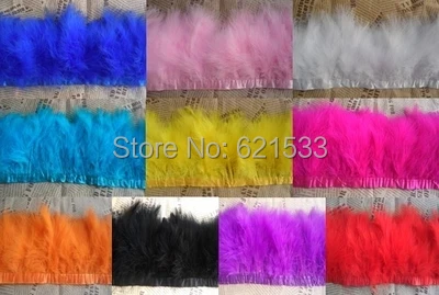 2Yards/lot-Fluffy Trim,Marabou Turkey Fluff Feather Fringe Trim 10Colour for choice,10-15cm wide