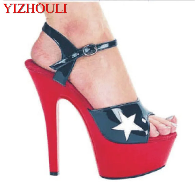 

15CM High Heel Platforms Pole Dance Shoes 6 inch high heel shoes Model Shoes Five star sexy sandals