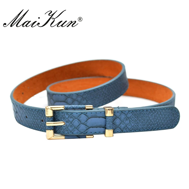 MaiKun Punk Snakeskin Belts For Women Female Belt for Jeans High Quality Dress Cummerbund