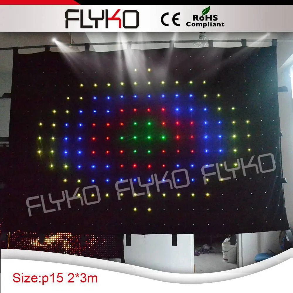 

Free shipping 2x3m P15 fireproof velvet starlight backdrop curtain dj booth led pixel Led video curtain