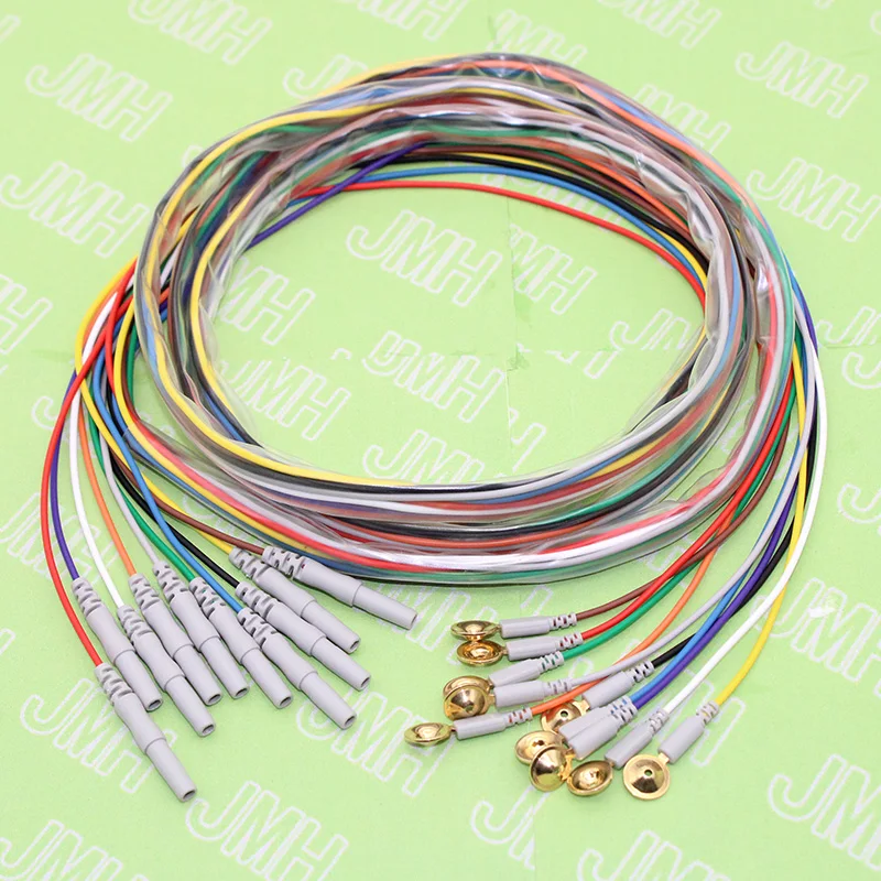 1.5 or 2meters 10pcs 10color eeg line,Copper plated Gold Din 1.5 plug and electrode cap sleep brain EEG cable