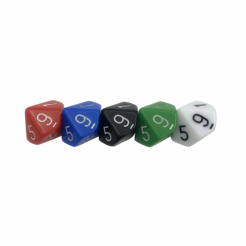 Juego de dados multifacetados de esquina redondeada acrílica, D10, original, Multicolor, 5 unidades por lote