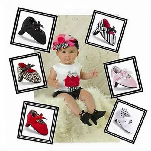 Newborn Baby Girl Princess High Heels Soft Sole Shoes First Walkers Toddler Kids Infantil Bow Leopard Anti-Slip Shoes Mocassins