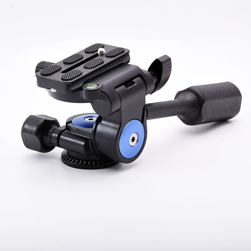 SETTO-Cabezal de bola de trípode para vídeo, brazo basculante de cabeza fluida de 3 vías con placa de liberación rápida para monopié de trípode de cámara DSLR