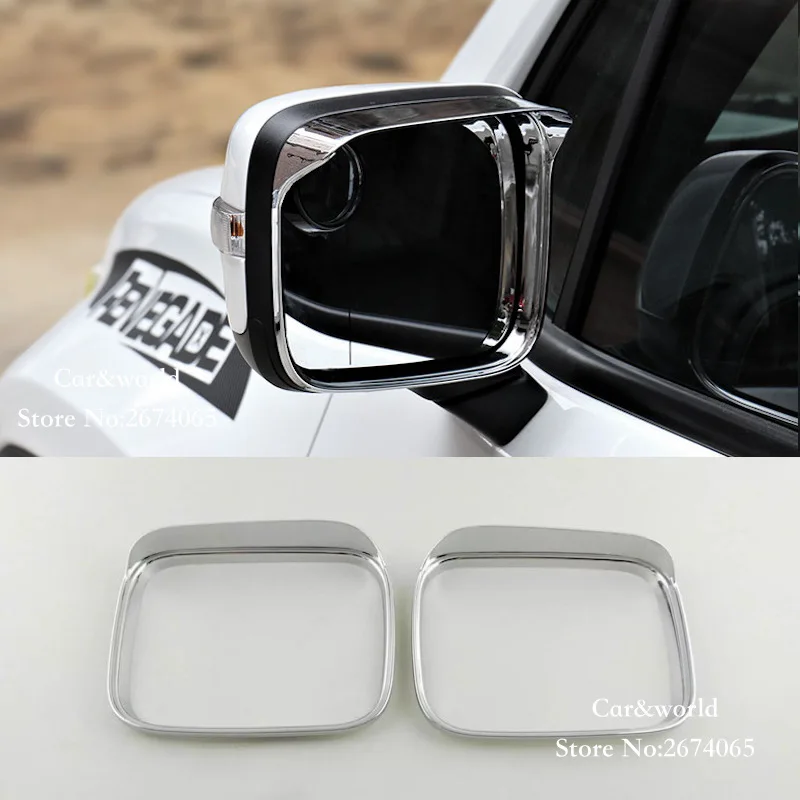 For Jeep Renegade 2015-2022 Rear View Mirror Cover RearView Mirrors Rain Shield Visor ABS Chrome Car-styling Accessories