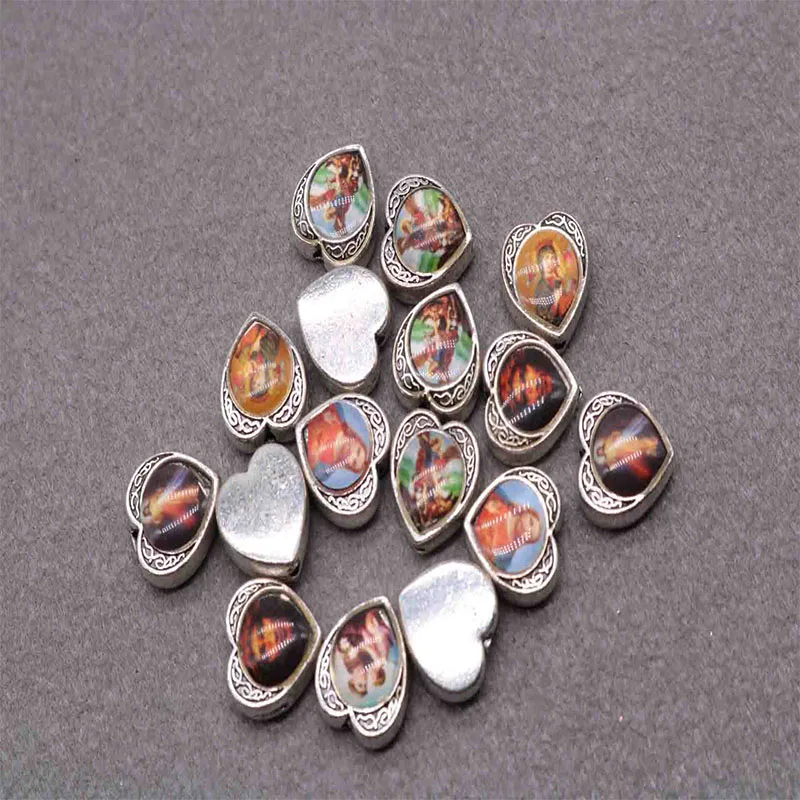 Religion sac Christ Alloy Hole Beads Rosary Heart Icon Jesus Bracelet Medal Jewelry Accessories, Cheap Religious Medal Charm