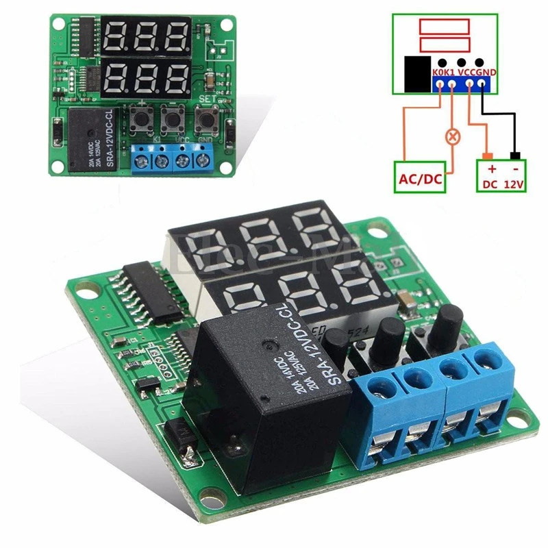 DC 12V Dual LED Digital Display Thermostat Temperature Controller Voltage Regulator Switch Control Time Delay Relay NTC Sensor