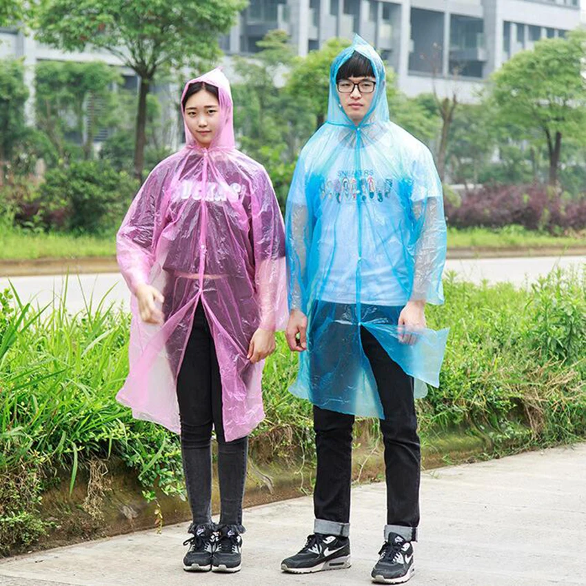 1PC Essential Travel Equipment Adult Emergency Disposable Raincoat Outdoor Hiking Camping Transparent Rain Coat Poncho