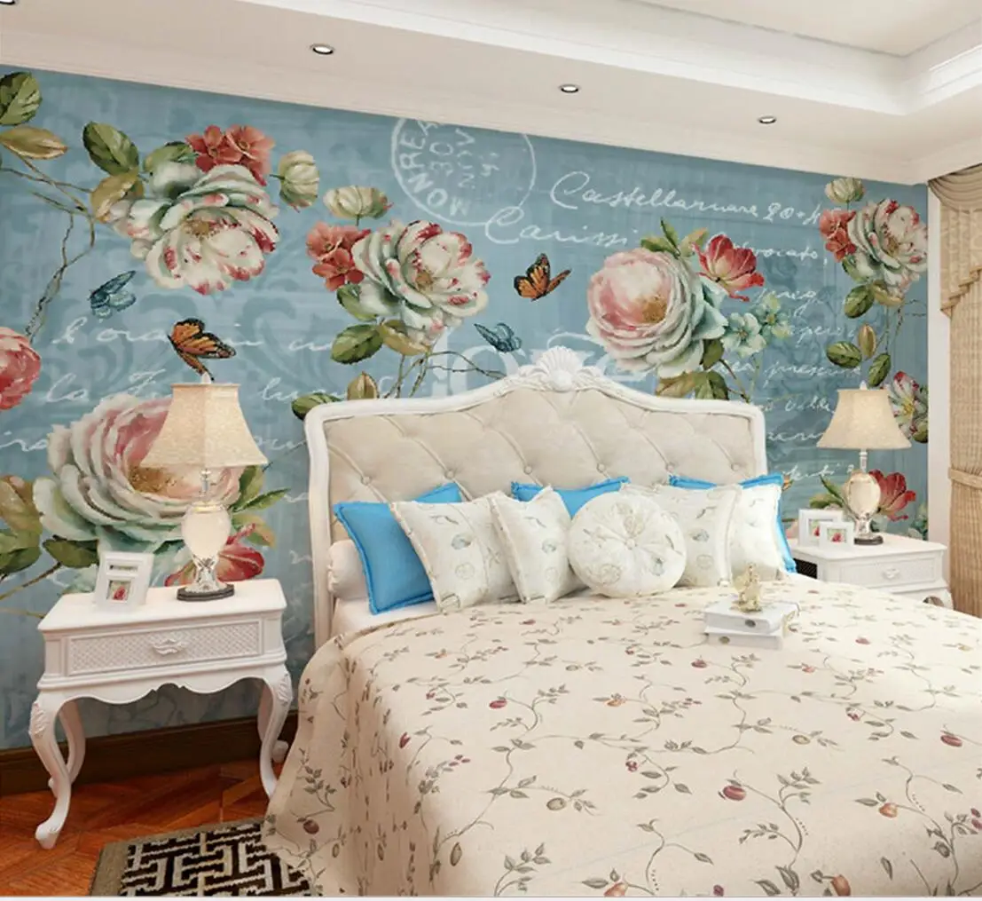 

European Vintage Flower Mural Photo Wallpapers for Living Room TV Background Wall Paper 3d Wall Murals Wallpaper Custom Size