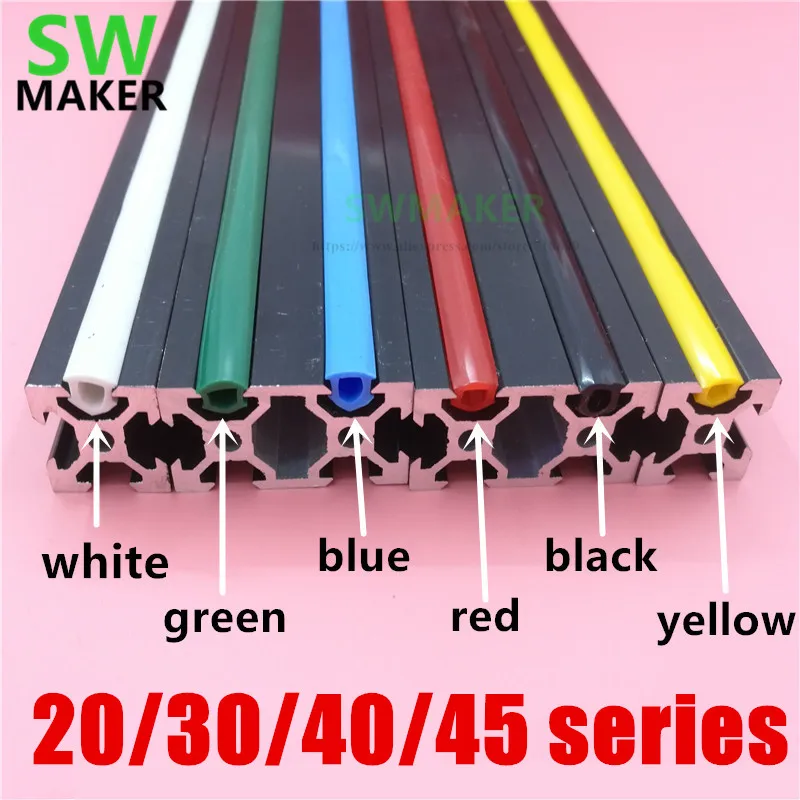 1meter 20/30/40/45 series 6mm/8mm/10mm flat seal for EU aluminum profile soft Slot Cover/Panel 3D printer C-Beam machine