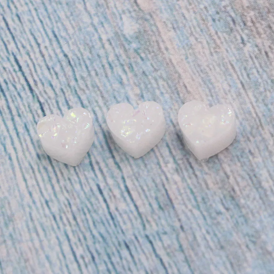 Fnixtar Love Heart Opal Pendant Charm DIY Necklace Bracelet Making Jewelry  8mm Opal Stone Material Without Hole 20Piece/lot