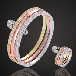 Zlxgirl jewlery Classic 2018 hot sale three plated color metal copper bangle ring jewelry wedding bridal anniversary bracelets