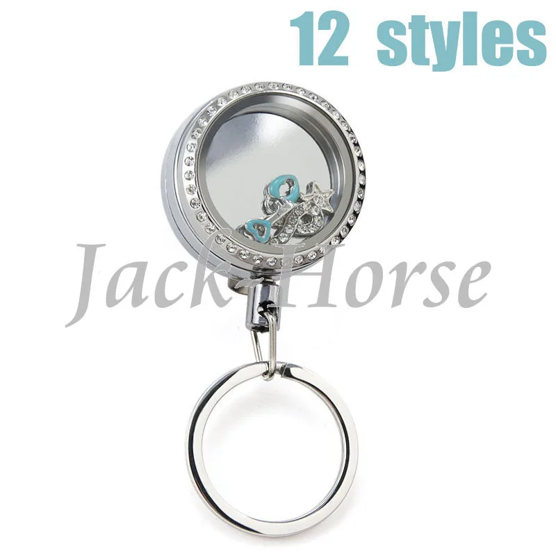 

New arrival 30mm can open locket retractable reel key chain red white black badge reel stainless steel key chain reel