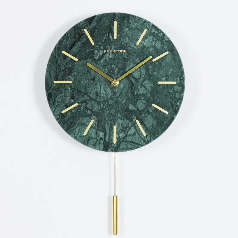 

Delicate Natural marble art office wall clock Brief abstract stone swing home decor wall clock