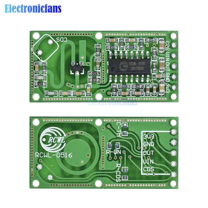 2Pcs RCWL-0516 Rcwl 0516 Microwave Radar Sensor Manusia Sensor Tubuh Sensor Modul Induksi Modul Saklar Output 3.3V