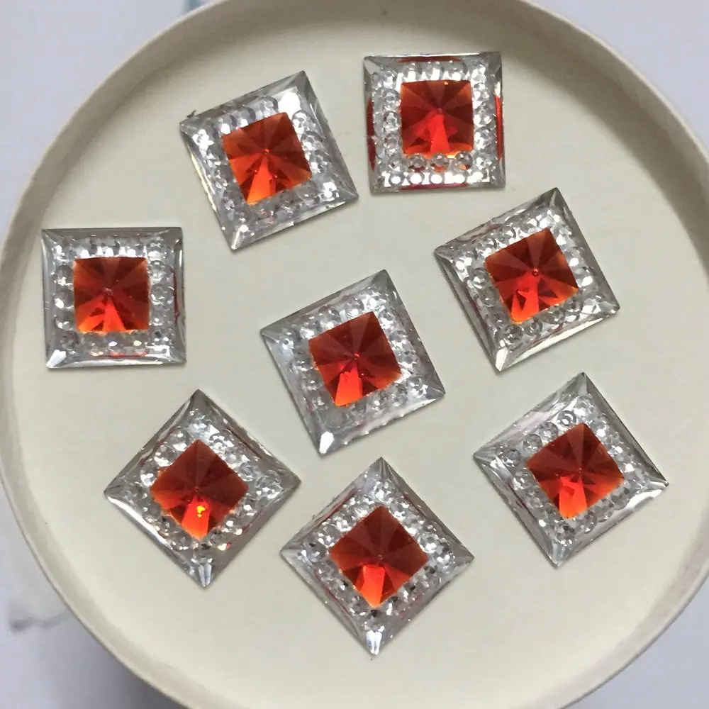 DIY 수지 사각형 모양 플랫백 라인석 웨딩 장식 공예, 80 피스 10mm ID53 * 2